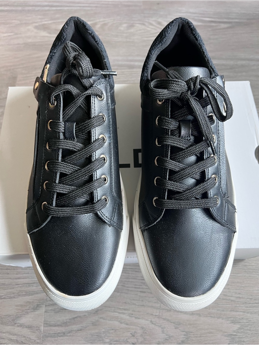 Aldo Emric Men's Black Low-Top Faux Leather Sneaker with White Sole